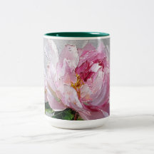 Elegante Roze Pioen Dikke Impasto Olie Schildering
