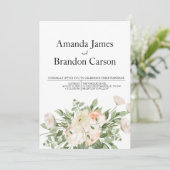 Elegante roze pioen foto bruiloft kaart (Staand voorkant)