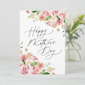 Elegante Roze Pioen Foto Moederdag Feestdagenkaart (Staand voorkant)