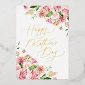 Elegante Roze Pioen Foto Moederdag Folie Feestdagenkaart (Voorkant)