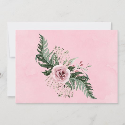 Elegante roze pioen groene varen dank u kaarten (Achterkant)