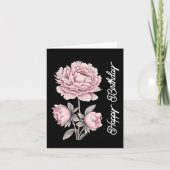Elegante  roze pioen Happy Birthday Kaart (Voorkant)