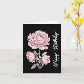 Elegante  roze pioen Happy Birthday Kaart (Gele Bloem)