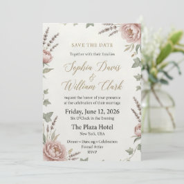 Elegante Roze Pioen Huwelijksaankondiging Save The Date