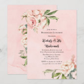 Elegante roze pioen krans bruidsmeisjes lunch kaart (Voorkant / Achterkant)