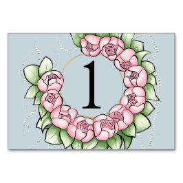 Elegante Roze Pioen Krans Waterverf Bruiloft Tafel Kaart