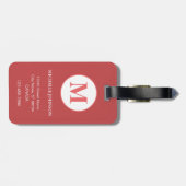 Elegante Roze Pioen met Monogram Bagagelabel (Achterkant horizontaal)