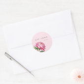 Elegante Roze Pioen Modern Sophisticated bruiloft Ronde Sticker (Envelop)