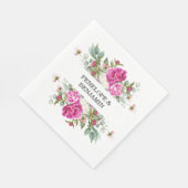Elegante Roze Pioen Monogram Bruiloft Servet (Hoek)