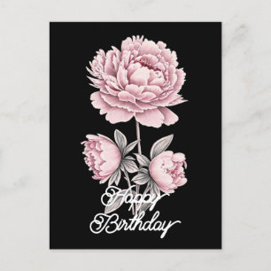 Elegante Roze Pioen Mooie Verjaardag Briefkaart
