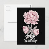 Elegante Roze Pioen Mooie Verjaardag Briefkaart (Voorkant / Achterkant)