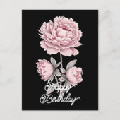 Elegante Roze Pioen Mooie Verjaardag Briefkaart (Voorkant)