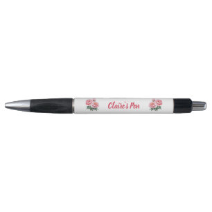 Elegante roze pioen naam pen