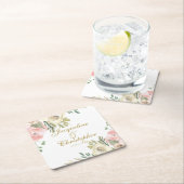 Elegante Roze Pioen Roze Gouden Bruiloft Kartonnen Onderzetters (Insitu)