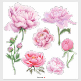 Elegante Roze Pioen  Sticker