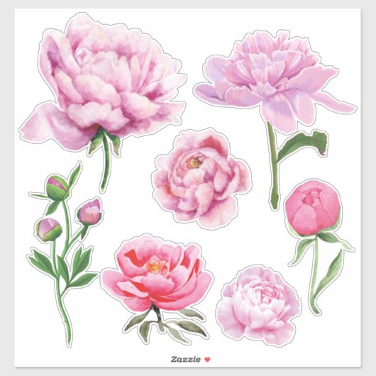 Elegante Roze Pioen  Sticker (Vel)