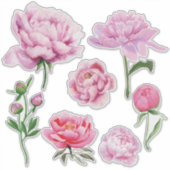 Elegante Roze Pioen  Sticker (Voorkant)