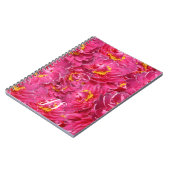 Elegante roze pioen stijlvolle kalligrafie monogra notitieboek (Linkerzijde)