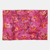 Elegante roze pioen stijlvolle kalligrafie monogra theedoek (Horizontaal)