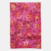 Elegante roze pioen stijlvolle kalligrafie monogra theedoek (Verticaal)