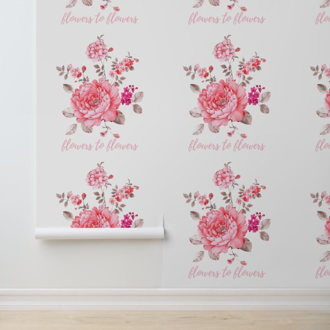 Elegante Roze Pioen Textuur Vinyl Bloem Behang (Applicatie)