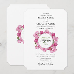 Elegante Roze Pioen Trouw Uitnodigingen