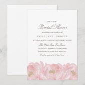 Elegante Roze Pioen Trouwfeest Uitnodiging (Voorkant / Achterkant)