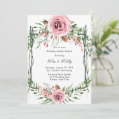 Elegante roze pioen varen bruiloft koppels douche kaart (Staand voorkant)