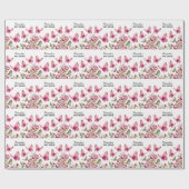 Elegante roze pioen & vlinders meisje Baby shower Cadeaupapier (Vlak)