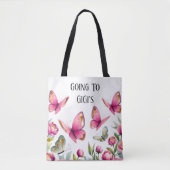 Elegante roze pioen & vlinders: naar GiGi's Tote Bag (Voorkant)