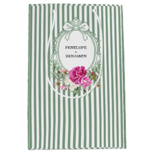 Elegante Roze Pioen Wapen Huwelijk Medium Cadeauzakje