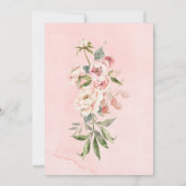 Elegante roze pioen Waterverf bloemenbruiloft Kaart (Achterkant)