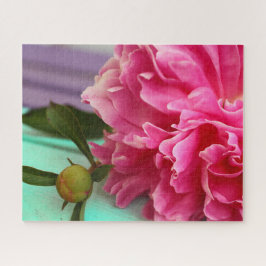 Elegante roze pioenbloem botanisch legpuzzel
