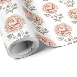 Elegante  roze pioenbloem cadeaupapier