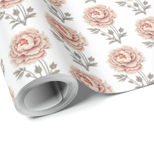 Elegante  roze pioenbloem cadeaupapier
