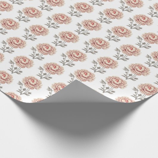 Elegante  roze pioenbloem cadeaupapier (Hoek)