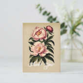 Elegante roze pioenbloem dank u briefkaart (Staand voorkant)