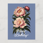 Elegante  roze pioenbloem Happy Birthday Briefkaart (Voorkant)