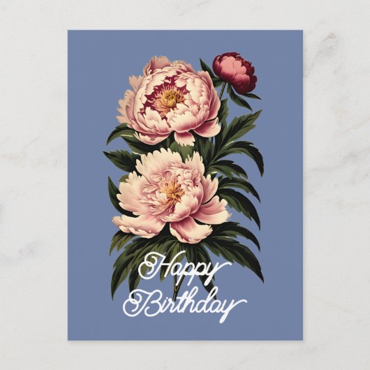 Elegante  roze pioenbloem Happy Birthday Briefkaart (Voorkant)