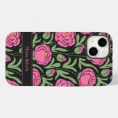 Elegante roze pioenbloemen gepersonaliseerd Case-Mate iPhone case (Achterkant (horizontaal))
