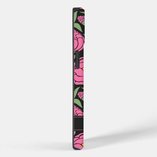 Elegante roze pioenbloemen gepersonaliseerd Case-Mate iPhone case (Achterkant / Rechts)