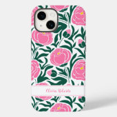 Elegante roze pioenbloemen gepersonaliseerd Case-Mate iPhone case (Achterkant)