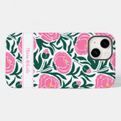 Elegante roze pioenbloemen gepersonaliseerd Case-Mate iPhone case (Achterkant (horizontaal))