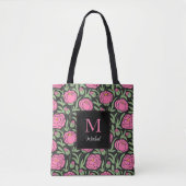 Elegante roze pioenbloemen gepersonaliseerd tote bag (Voorkant)