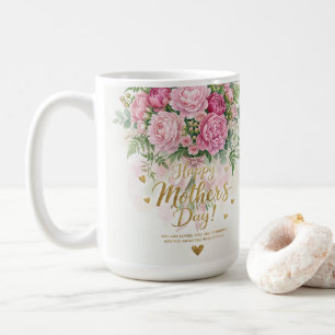 Elegante Roze Pioenboeket Gelukkig Moederdag Koffiemok