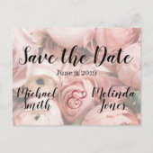 Elegante Roze Pioenbruiloft Save the Date Briefkaart (Voorkant)