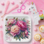 Elegante roze pioenen Moederdag papier Bord (Feest)