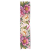 Elegante roze pioenen pioen bloementafel runner korte tafelloper (Voorkant)