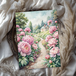 Elegante  roze pioenen tuin rijstpapier tissuepapier