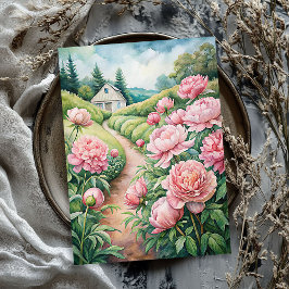 Elegante  roze pioenen tuin rijstpapier tissuepapier